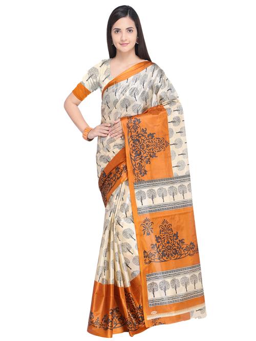 contrast bordered printed saree - 15680387 - Very Small Image - 1