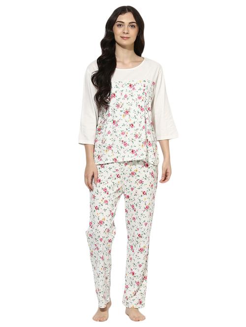 floral top pyjama maternity nightwear set - 15680641 - Very Small Image - 1