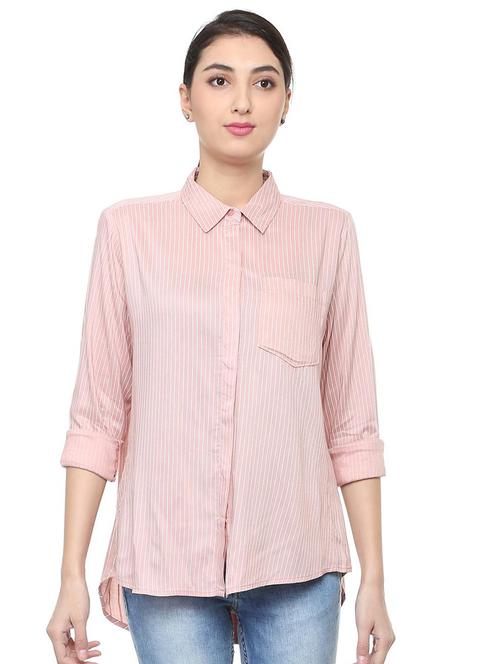 concealed placket striped shirt - 15680730 - Very Small Image - 1