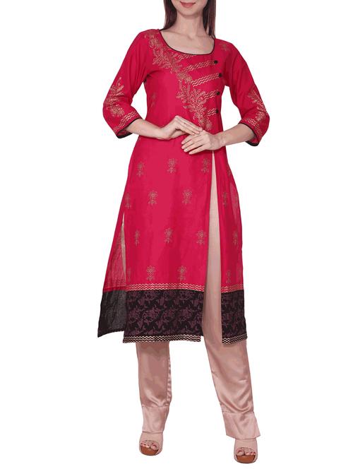 foil print straight kurta - 15680768 - Very Small Image - 1