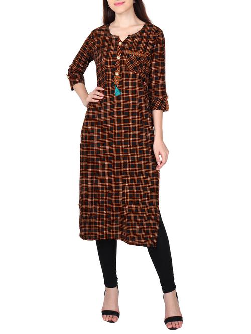 checkered straight kurta - 15680822 - Very Small Image - 1