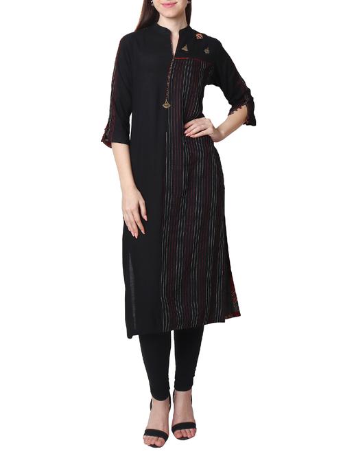 embroidered straight kurta - 15680826 - Very Small Image - 1