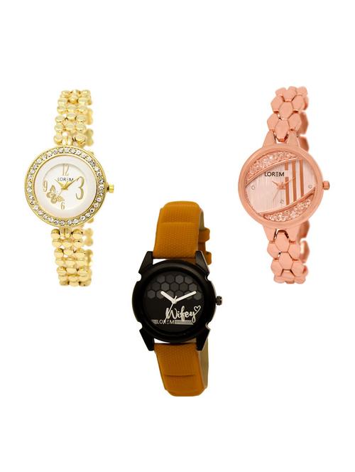 set of 3 round dial analog watch combo -(lk203-222-235) - 15683868 - Very Small Image - 1