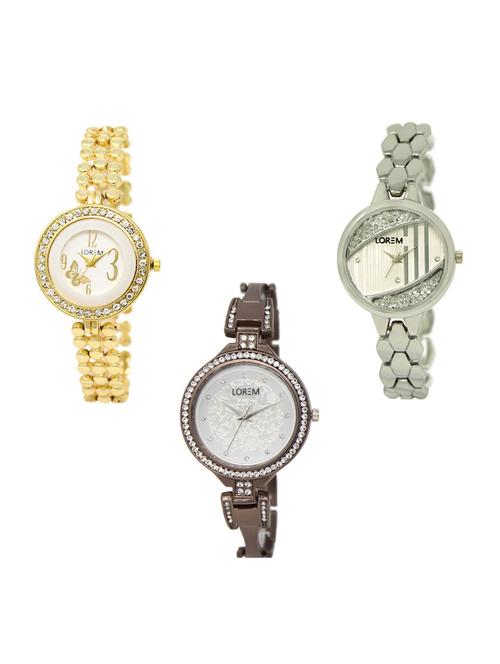 set of 3 round dial analog watch combo -(lk203-223-236) - 15683906 - Very Small Image - 1