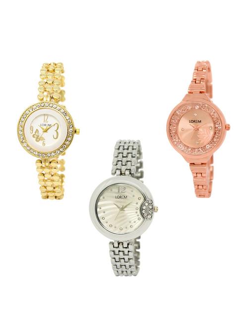 set of 3 round dial analog watch combo -(lk203-225-227) - 15683983 - Very Small Image - 1