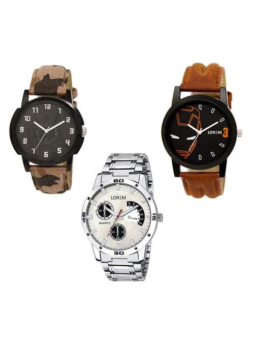 set of 3 analog watch combo -(lk-03-04-101) - 15684006 - Very Small Image - 1