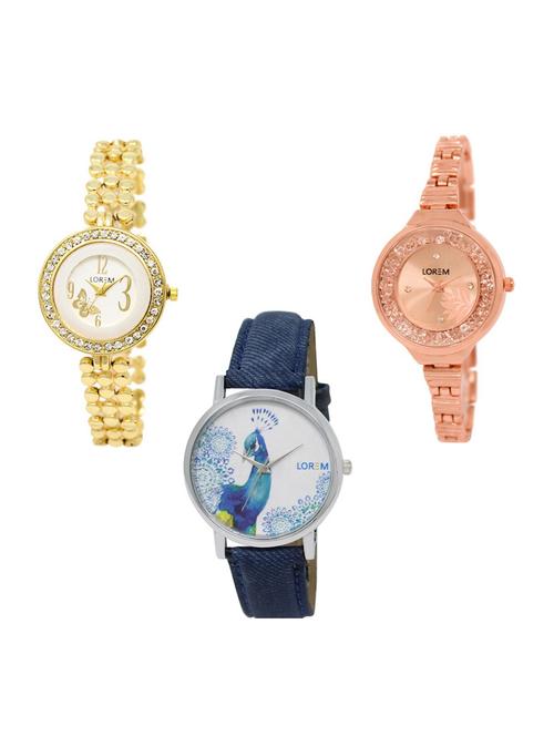 set of 3 round dial analog watch combo -(lk203-225-241) - 15684025 - Very Small Image - 1