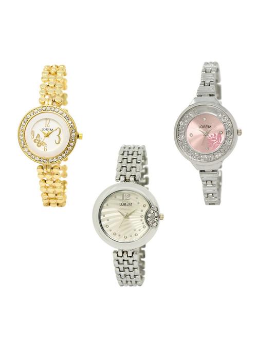 set of 3 round dial analog watch combo -(lk203-226-227) - 15684028 - Very Small Image - 1