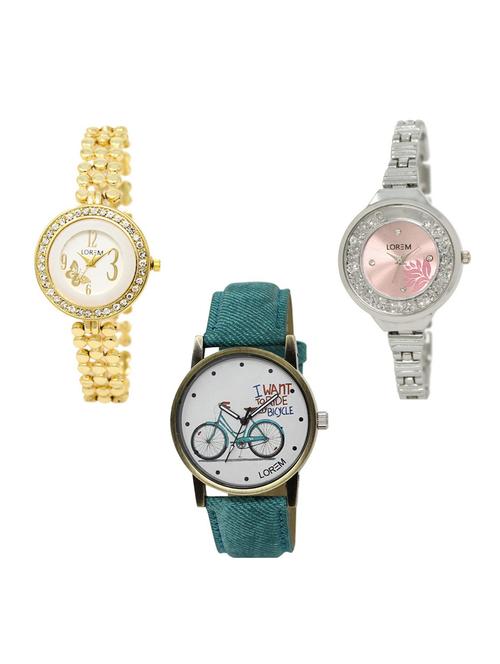 set of 3 round dial analog watch combo -(lk203-226-229) - 15684033 - Very Small Image - 1