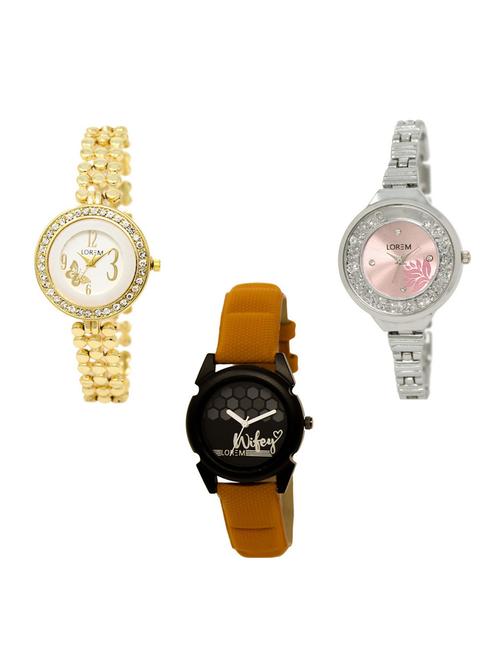 set of 3 round dial analog watch combo -(lk203-226-235) - 15684047 - Very Small Image - 1