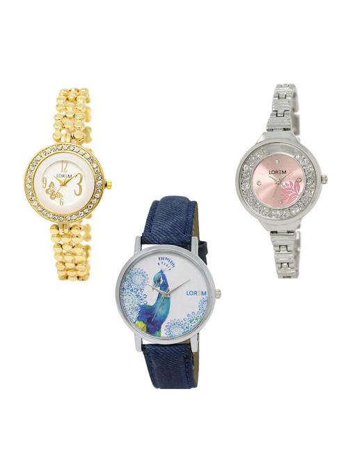 set of 3 round dial analog watch combo -(lk203-226-241) - 15684062 - Very Small Image - 1
