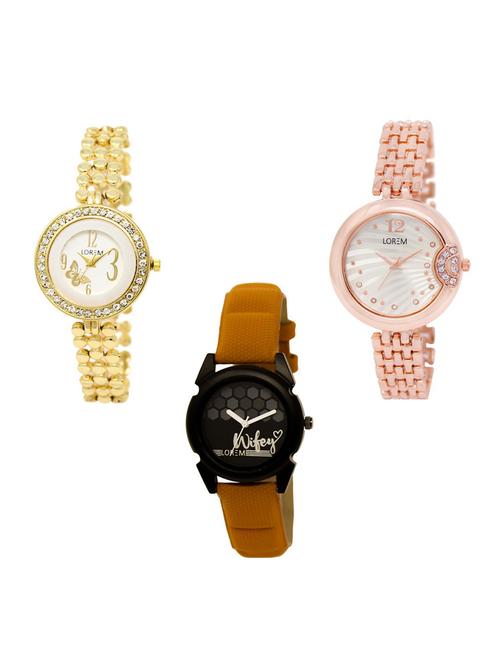 set of 3 round dial analog watch combo -(lk203-228-235) - 15684115 - Very Small Image - 1