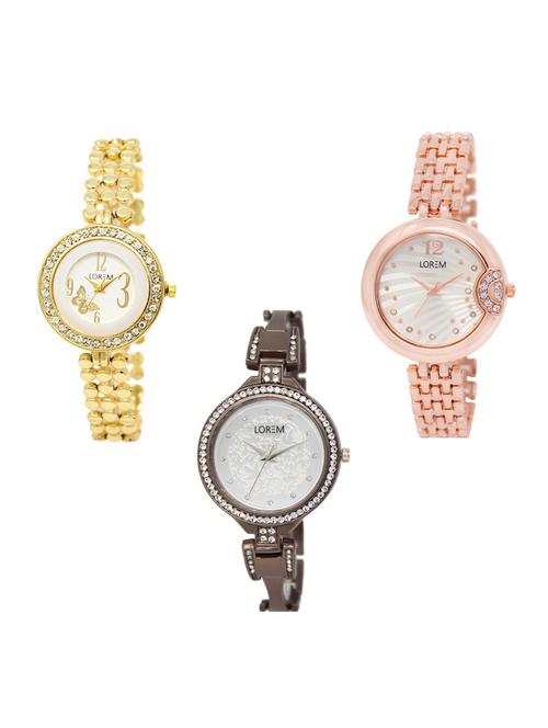 set of 3 round dial analog watch combo -(lk203-228-236) - 15684118 - Very Small Image - 1