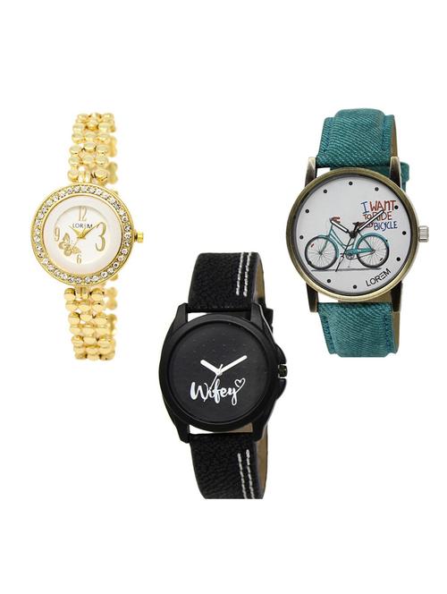 set of 3 round dial analog watch combo -(lk203-229-234) - 15684141 - Very Small Image - 1