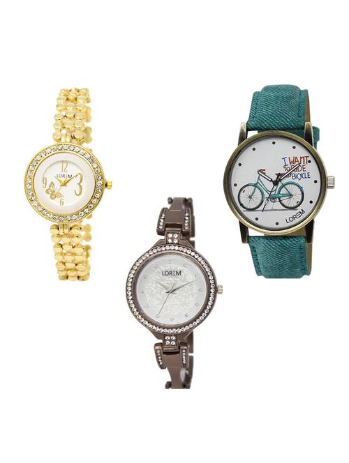 set of 3 round dial analog watch combo -(lk203-229-236) - 15684146 - Very Small Image - 1
