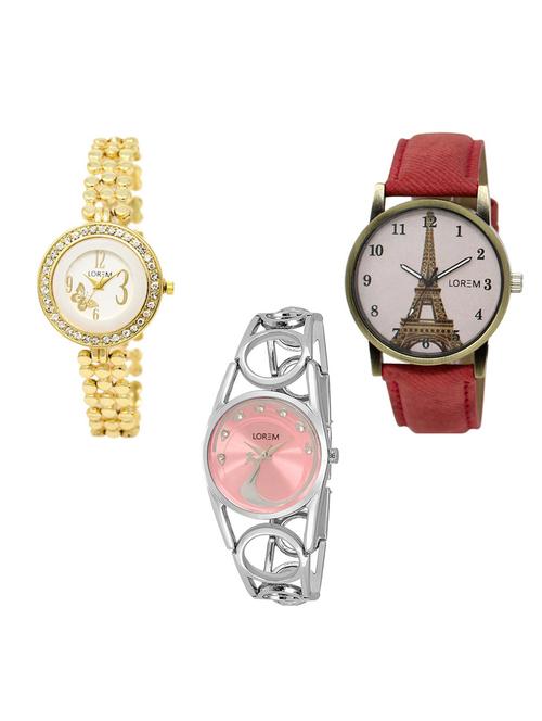set of 3 round dial analog watch combo -(lk203-230-233) - 15684164 - Very Small Image - 1