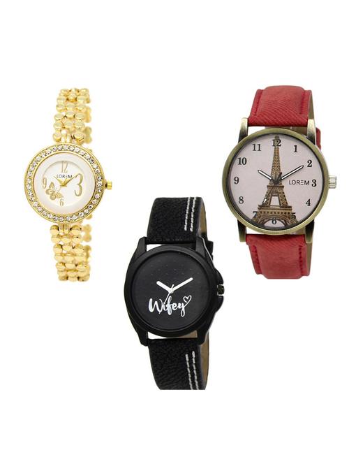 set of 3 round dial analog watch combo -(lk203-230-234) - 15684166 - Very Small Image - 1