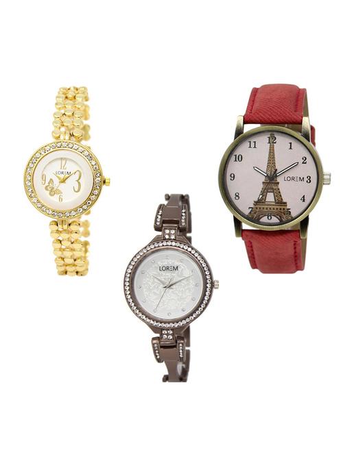 set of 3 round dial analog watch combo -(lk203-230-236) - 15684171 - Very Small Image - 1