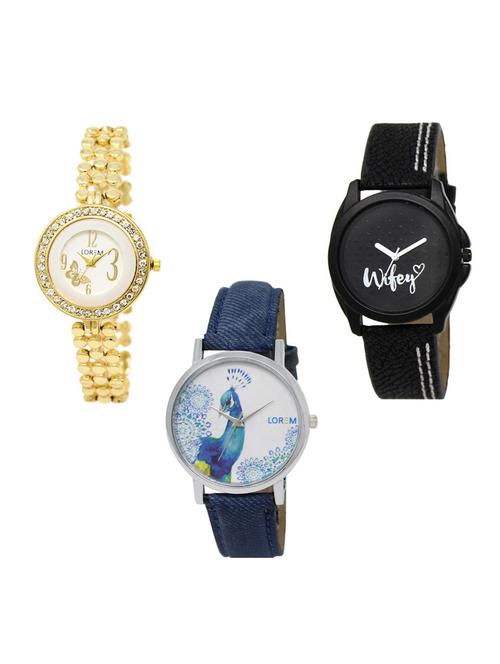 set of 3 round dial analog watch combo -(lk203-234-241) - 15684238 - Very Small Image - 1