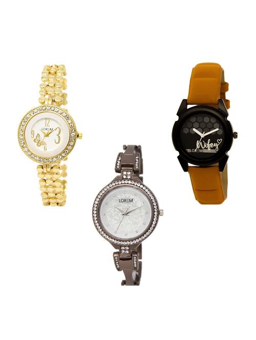 set of 3 round dial analog watch combo -(lk203-235-236) - 15684239 - Very Small Image - 1