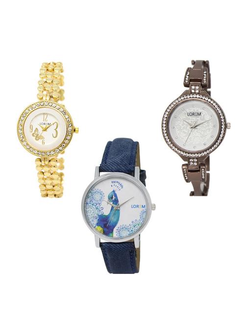 set of 3 round dial analog watch combo -(lk203-236-241) - 15684249 - Very Small Image - 1
