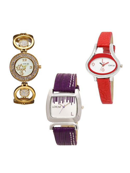 set of 3 round dial analog watch combo -(lk204-206-207) - 15684355 - Very Small Image - 1