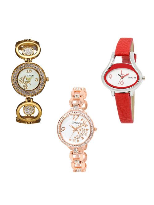 set of 3 round dial analog watch combo -(lk204-206-210) - 15684361 - Very Small Image - 1