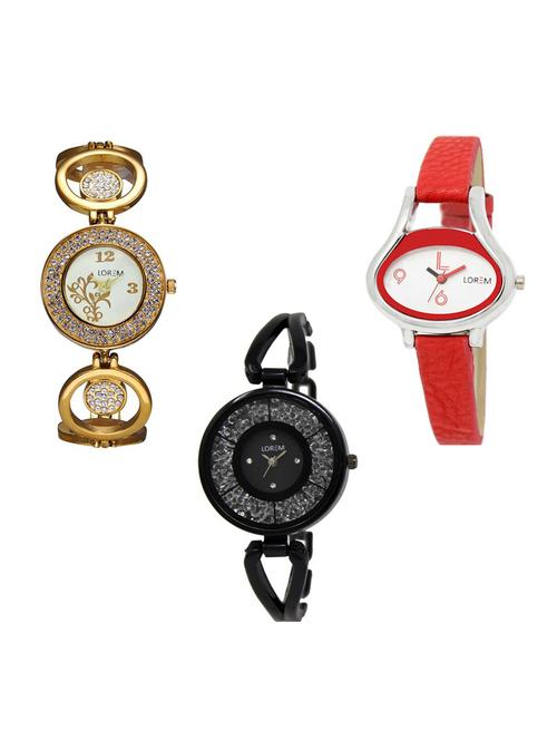 set of 3 round dial analog watch combo -(lk204-206-211) - 15684364 - Very Small Image - 1