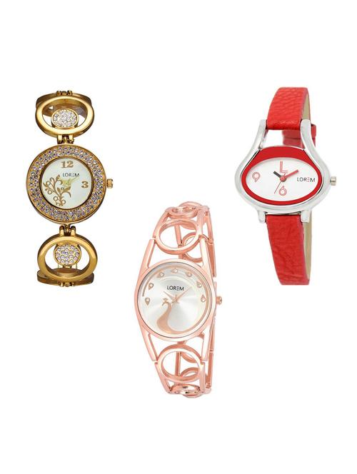 set of 3 round dial analog watch combo -(lk204-206-232) - 15684423 - Very Small Image - 1