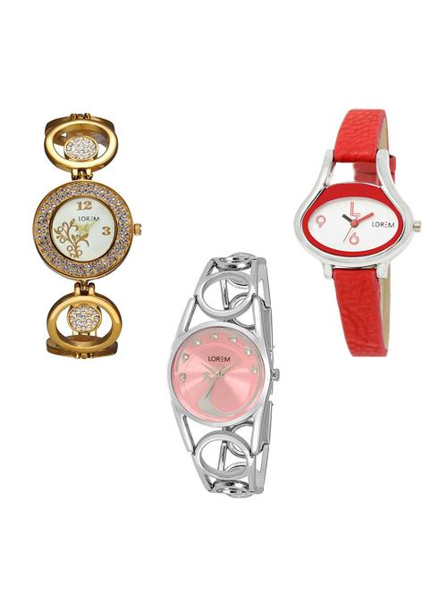 set of 3 round dial analog watch combo -(lk204-206-233) - 15684427 - Very Small Image - 1