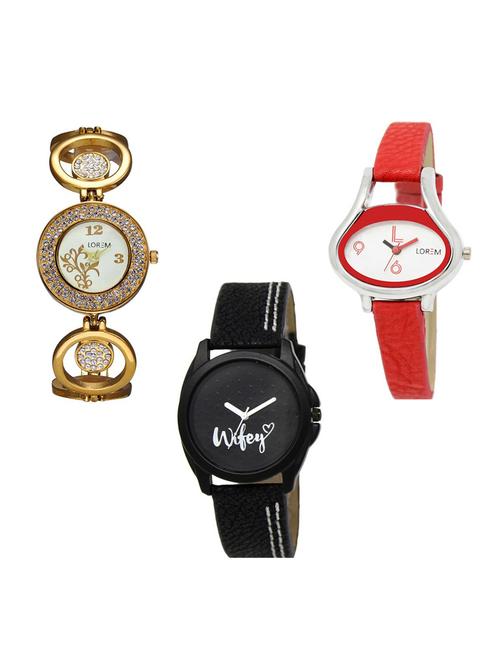 set of 3 round dial analog watch combo -(lk204-206-234) - 15684430 - Very Small Image - 1