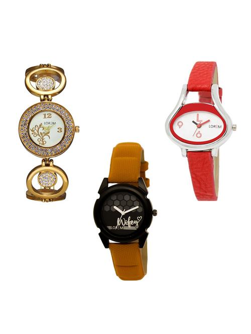 set of 3 round dial analog watch combo -(lk204-206-235) - 15684433 - Very Small Image - 1
