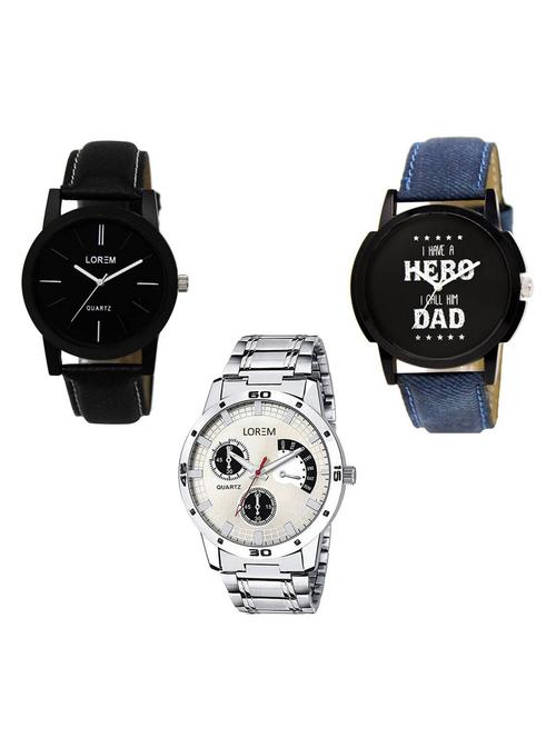 set of 3 analog watch combo -(lk-05-07-101) - 15684442 - Very Small Image - 1