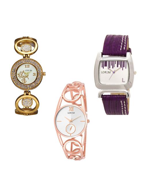 set of 3 round dial analog watch combo -(lk204-207-213) - 15684469 - Very Small Image - 1