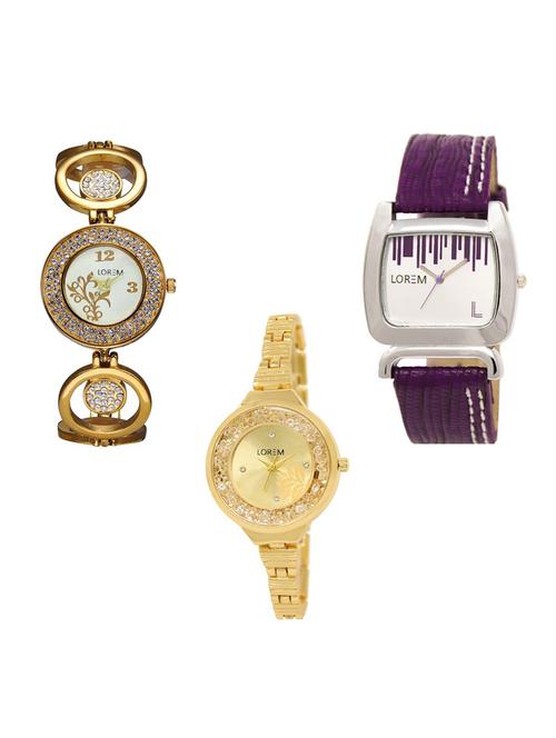 set of 3 round dial analog watch combo -(lk204-207-224) - 15684499 - Very Small Image - 1