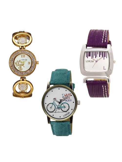 set of 3 round dial analog watch combo -(lk204-207-229) - 15684511 - Very Small Image - 1