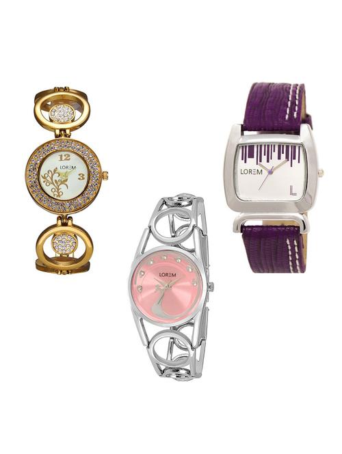 set of 3 round dial analog watch combo -(lk204-207-233) - 15684518 - Very Small Image - 1