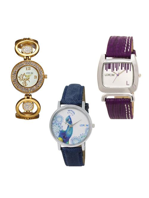 set of 3 round dial analog watch combo -(lk204-207-241) - 15684537 - Very Small Image - 1
