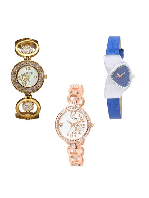 set of 3 round dial analog watch combo -(lk204-208-210) - 15684542 - Very Small Image - 1