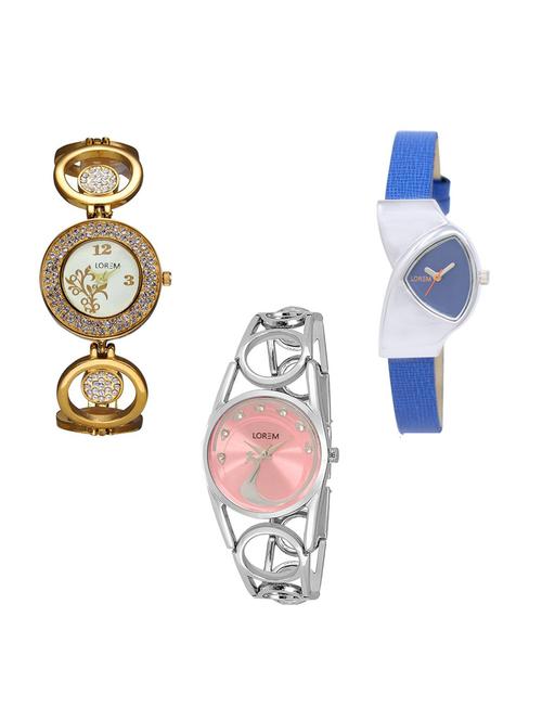 set of 3 round dial analog watch combo -(lk204-208-233) - 15684590 - Very Small Image - 1