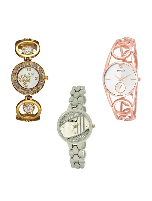 set of 3 round dial analog watch combo -(lk204-213-223) - 15684864 - Very Small Image - 1