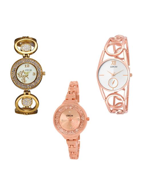 set of 3 round dial analog watch combo -(lk204-213-225) - 15684868 - Very Small Image - 1