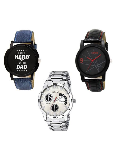 set of 3 analog watch combo -(lk-07-08-101) - 15684869 - Very Small Image - 1