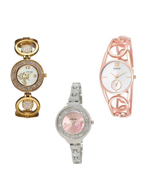 set of 3 round dial analog watch combo -(lk204-213-226) - 15684870 - Very Small Image - 1