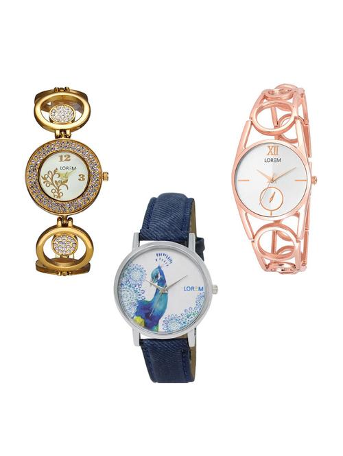 set of 3 round dial analog watch combo -(lk204-213-241) - 15684902 - Very Small Image - 1