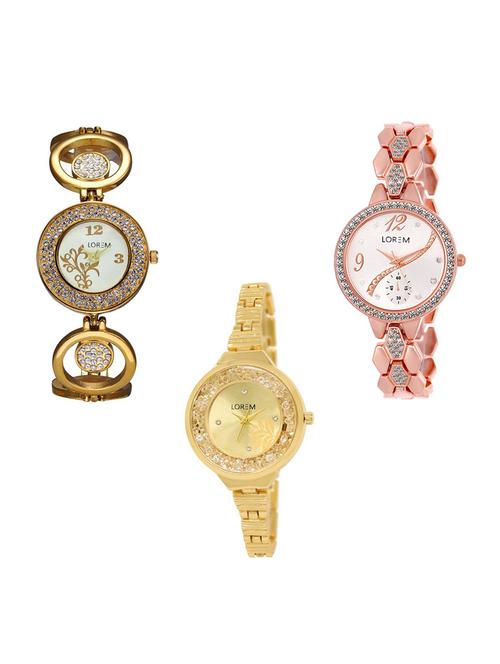set of 3 round dial analog watch combo -(lk204-215-224) - 15684922 - Very Small Image - 1