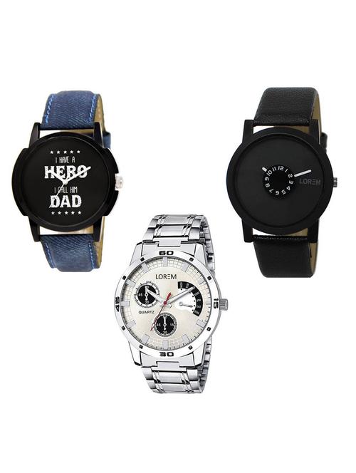 set of 3 analog watch combo -(lk-07-25-101) - 15684990 - Very Small Image - 1