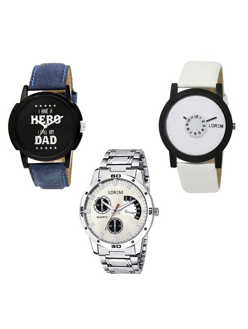 set of 3 analog watch combo -(lk-07-26-101) - 15684997 - Very Small Image - 1