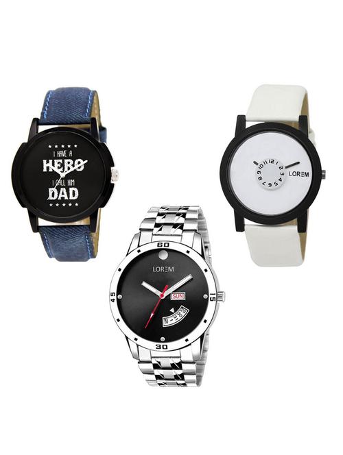 set of 3 analog watch combo -(lk-07-26-104) - 15685002 - Very Small Image - 1