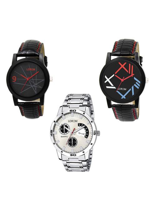 set of 3 analog watch combo -(lk-08-12-101) - 15685122 - Very Small Image - 1